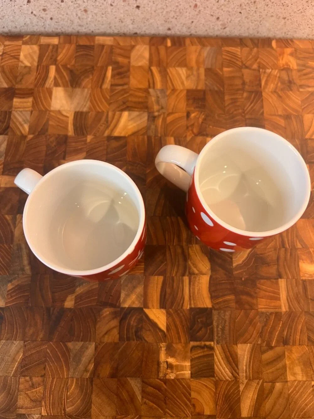 Crate & Barrel Set of 2 Holiday Snowman Carrot Nose Red White 3” Kids Mini Mugs